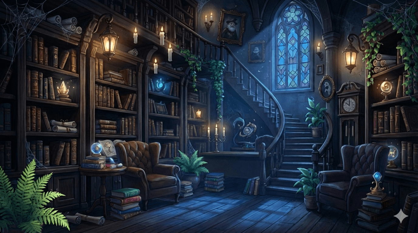 Magical library interior