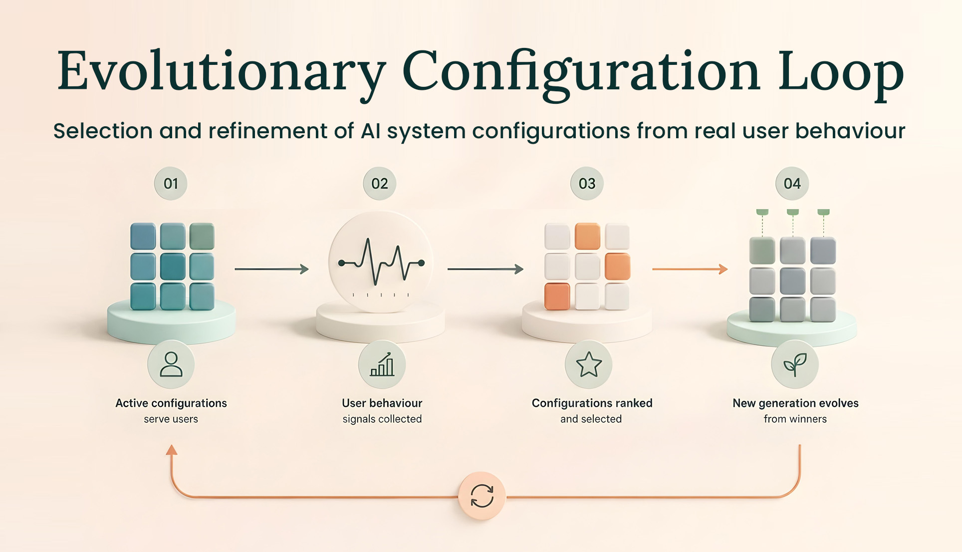 Evolutionary loop over harness configurations